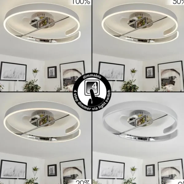hofstein Plafonnier Rosemond LED Chrome, Blanc, 1 lumière* Lampes Modernes