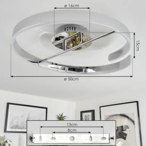 hofstein Plafonnier Rosemond LED Chrome, Blanc, 1 lumière* Lampes Modernes