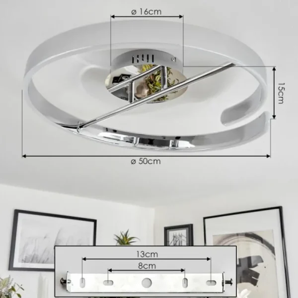 hofstein Plafonnier Rosemond LED Chrome, Blanc, 1 lumière* Lampes Modernes