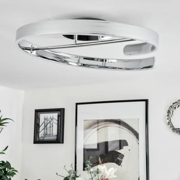 hofstein Plafonnier Rosemond LED Chrome, Blanc, 1 lumière* Lampes Modernes