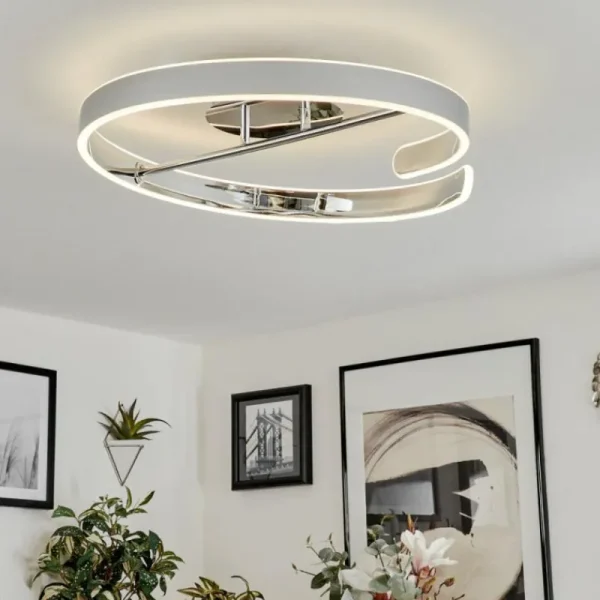hofstein Plafonnier Rosemond LED Chrome, Blanc, 1 lumière* Lampes Modernes