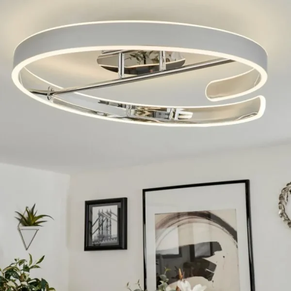 hofstein Plafonnier Rosemond LED Chrome, Blanc, 1 lumière* Lampes Modernes