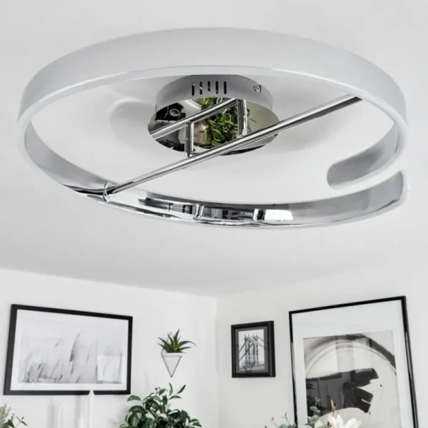 hofstein Plafonnier Rosemond LED Chrome, Blanc, 1 lumière* Lampes Modernes