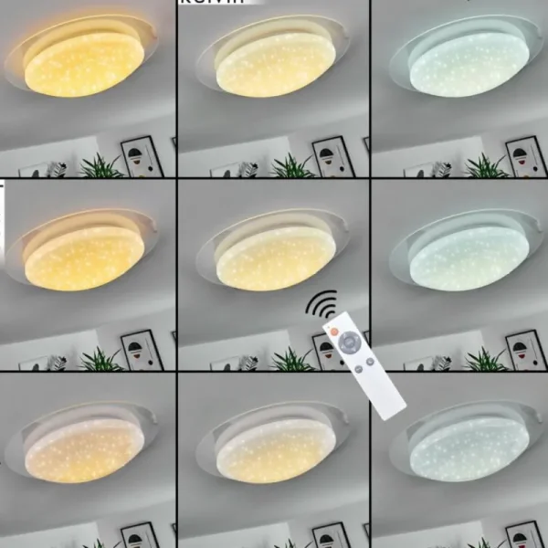 hofstein Plafonnier Rosenga LED Blanc, 1 lumière, Télécommandes* Lampes Modernes