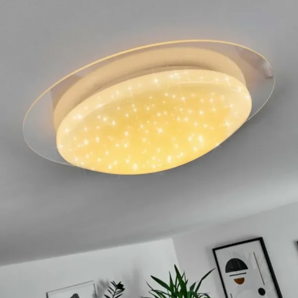 hofstein Plafonnier Rosenga LED Blanc, 1 lumière, Télécommandes* Lampes Modernes