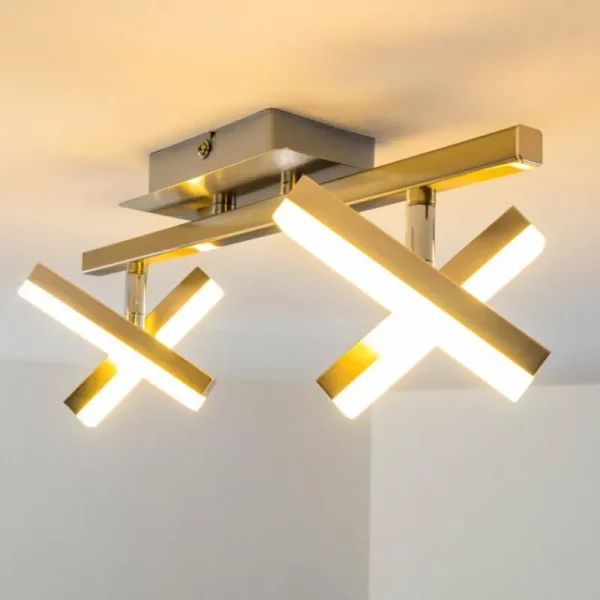 hofstein Plafonnier Sakami LED Nickel mat, 4 lumières* Lampes Modernes