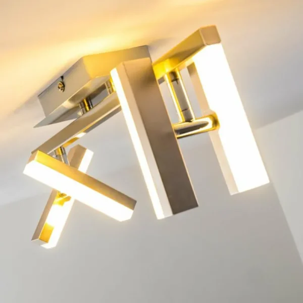 hofstein Plafonnier Sakami LED Nickel mat, 4 lumières* Lampes Modernes