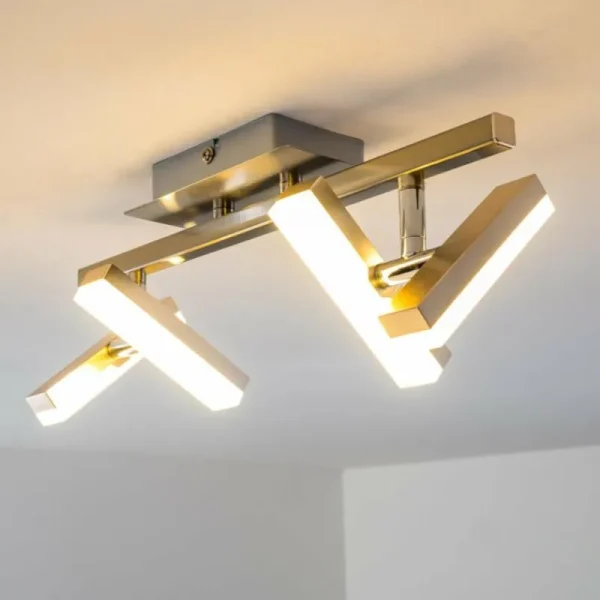 hofstein Plafonnier Sakami LED Nickel mat, 4 lumières* Lampes Modernes