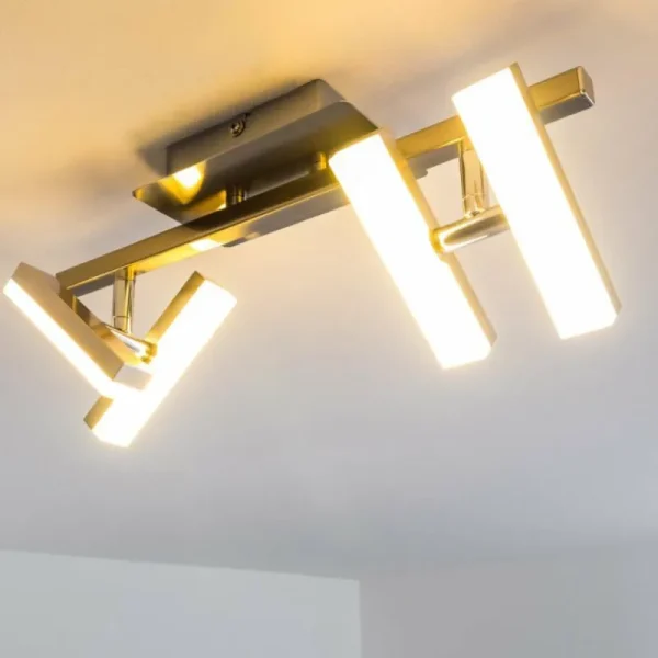 hofstein Plafonnier Sakami LED Nickel mat, 4 lumières* Lampes Modernes
