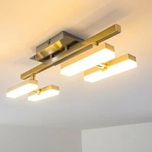 hofstein Plafonnier Sakami LED Nickel mat, 4 lumières* Lampes Modernes