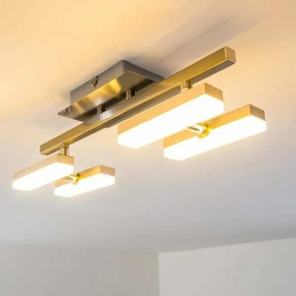 hofstein Plafonnier Sakami LED Nickel mat, 4 lumières* Lampes Modernes
