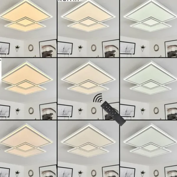 hofstein Plafonnier Salamo LED Blanc, 1 lumière, Télécommandes* Lampes Modernes