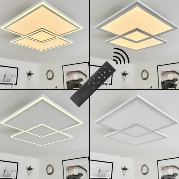 hofstein Plafonnier Salamo LED Blanc, 1 lumière, Télécommandes* Lampes Modernes