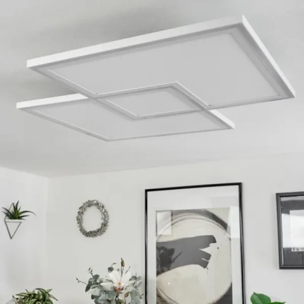 hofstein Plafonnier Salamo LED Blanc, 1 lumière, Télécommandes* Lampes Modernes