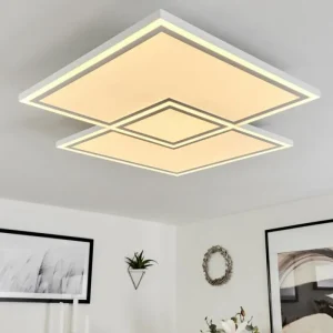 hofstein Plafonnier Salamo LED Blanc, 1 lumière, Télécommandes* Lampes Modernes