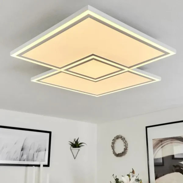 hofstein Plafonnier Salamo LED Blanc, 1 lumière, Télécommandes* Lampes Modernes