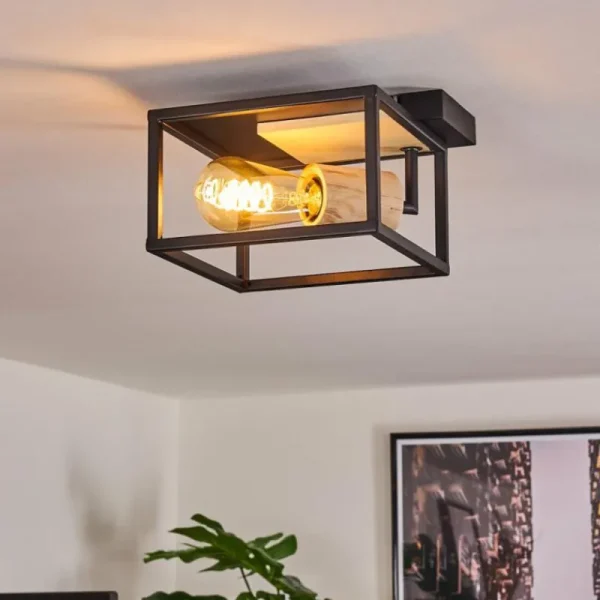 hofstein Plafonnier Salla Bois clair, Noir, 1 lumière* Lampes Modernes