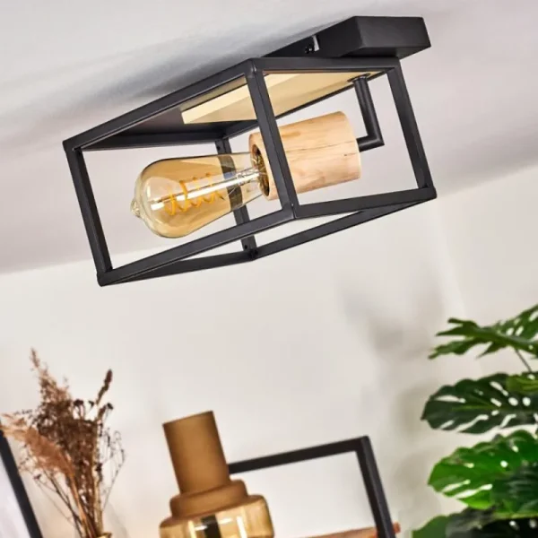 hofstein Plafonnier Salla Bois clair, Noir, 1 lumière* Lampes Modernes