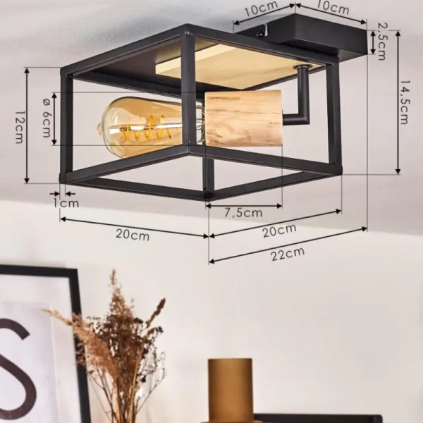 hofstein Plafonnier Salla Bois clair, Noir, 1 lumière* Lampes Modernes