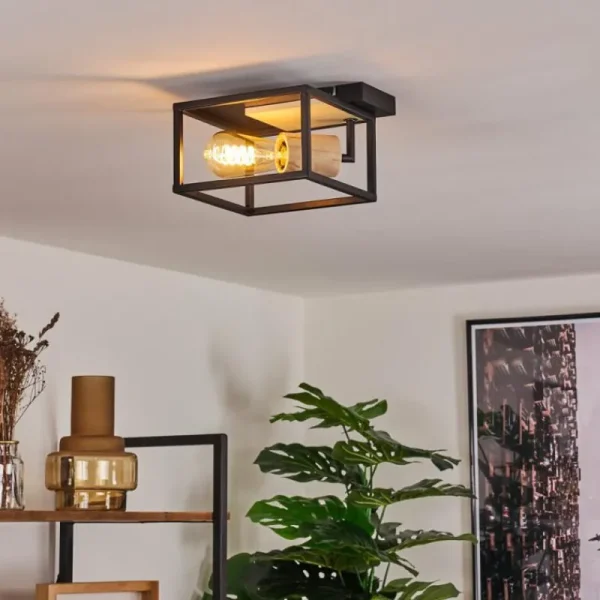 hofstein Plafonnier Salla Bois clair, Noir, 1 lumière* Lampes Modernes