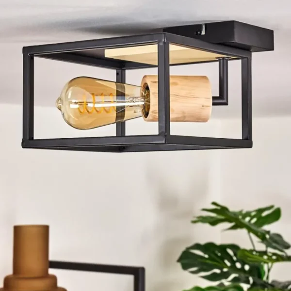 hofstein Plafonnier Salla Bois clair, Noir, 1 lumière* Lampes Modernes