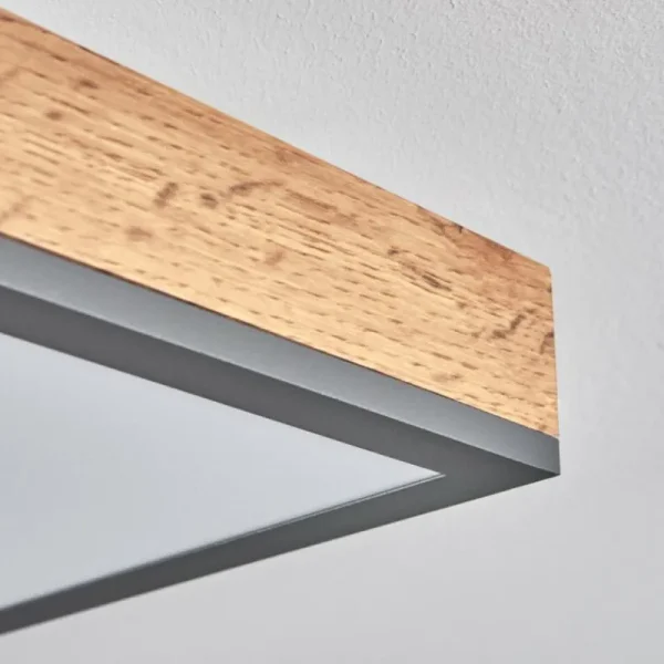 hofstein Plafonnier Salmi LED Brun, Couleur bois, Noir, 1 lumière, Télécommandes* Lampes Modernes