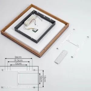 hofstein Plafonnier Salmi LED Brun, Couleur bois, Noir, 1 lumière, Télécommandes* Lampes Modernes