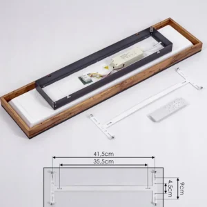hofstein Plafonnier Salmi LED Brun, Couleur bois, Noir, 1 lumière, Télécommandes* Lampes Modernes