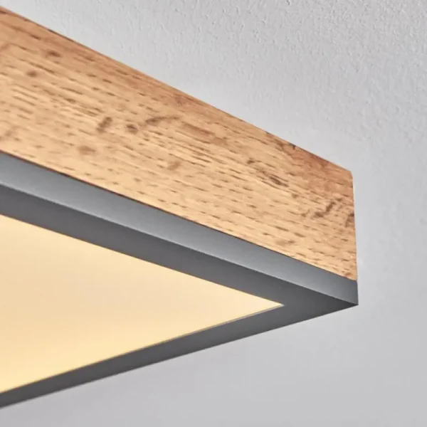 hofstein Plafonnier Salmi LED Brun, Couleur bois, Noir, 1 lumière, Télécommandes* Lampes Modernes
