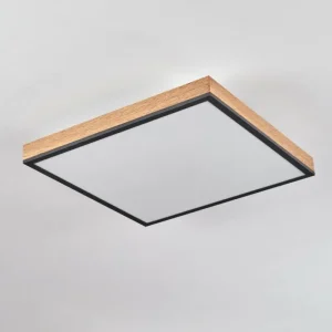 hofstein Plafonnier Salmi LED Brun, Couleur bois, Noir, 1 lumière, Télécommandes* Lampes Modernes