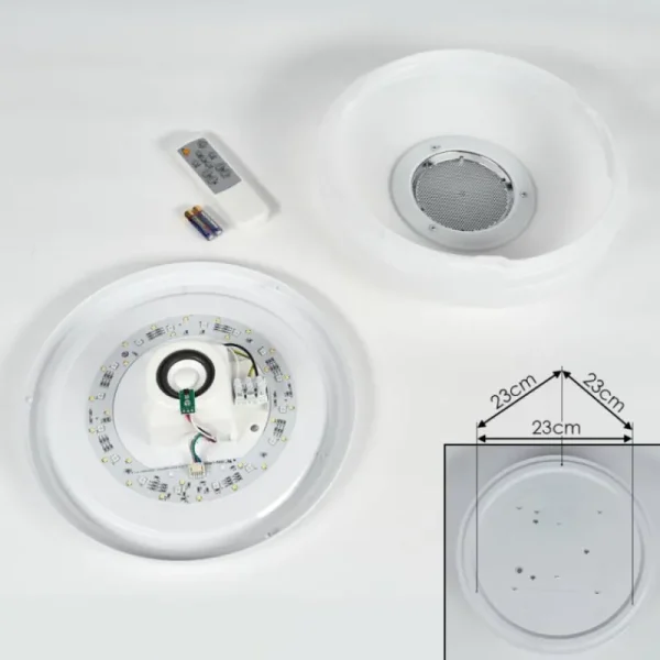 hofstein Plafonnier Sambani LED Chrome, Blanc, 1 lumière, Télécommandes, Changeur de couleurs* Lampes Modernes