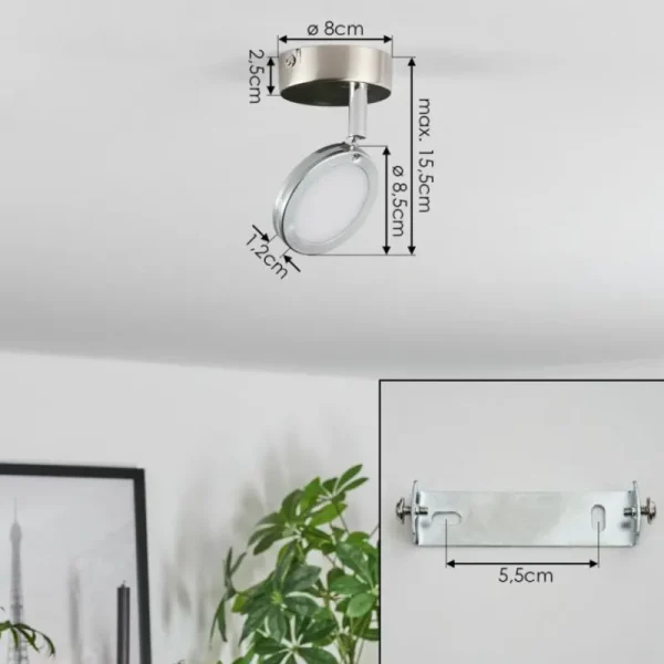 hofstein Plafonnier Sarnadinha LED Nickel mat, 1 lumière* Lampes Modernes