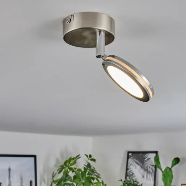 hofstein Plafonnier Sarnadinha LED Nickel mat, 1 lumière* Lampes Modernes