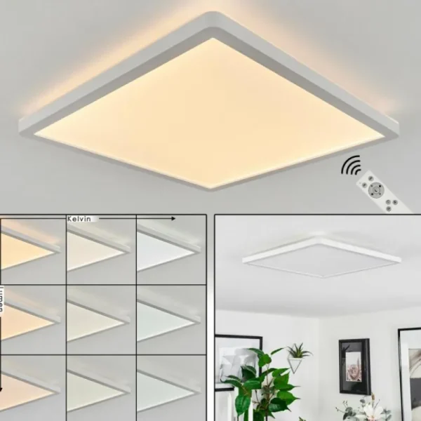 hofstein Plafonnier Sasinhosa LED Blanc, 1 lumière, Télécommandes* Lampes Modernes