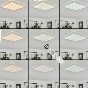 hofstein Plafonnier Sasinhosa LED Blanc, 1 lumière, Télécommandes* Lampes Modernes