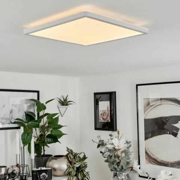 hofstein Plafonnier Sasinhosa LED Blanc, 1 lumière, Télécommandes* Lampes Modernes