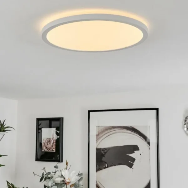 hofstein Plafonnier Sasinhosa LED Blanc, 1 lumière, Télécommandes* Lampes Modernes