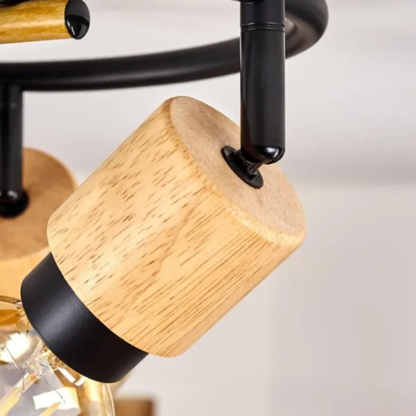 hofstein Plafonnier Sezze Bois clair, Noir, 3 lumières* Lampes Modernes