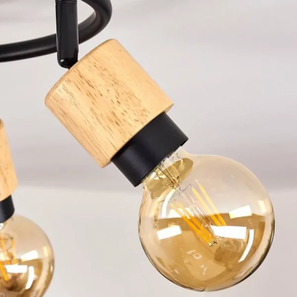 hofstein Plafonnier Sezze Bois clair, Noir, 3 lumières* Lampes Modernes