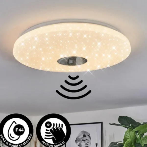 hofstein Plafonnier Shoi LED Blanc, 1 lumière, Détecteur de mouvement* Lampes Modernes