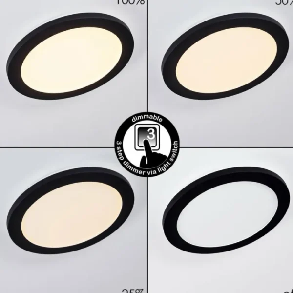 hofstein Plafonnier Siguna LED Noir, 1 lumière* Lampes Modernes