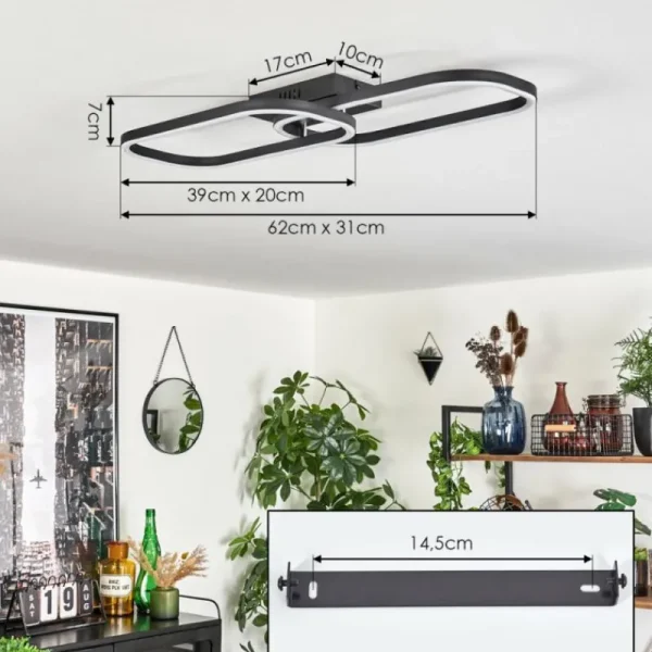 hofstein Plafonnier Silla LED Noir, 1 lumière* Lampes Modernes