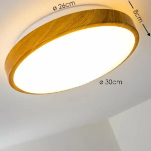 hofstein Plafonnier Sora Wood LED Bois clair, Blanc, 1 lumière* Lampes Modernes