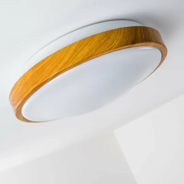 hofstein Plafonnier Sora Wood LED Bois clair, Blanc, 1 lumière* Lampes Modernes