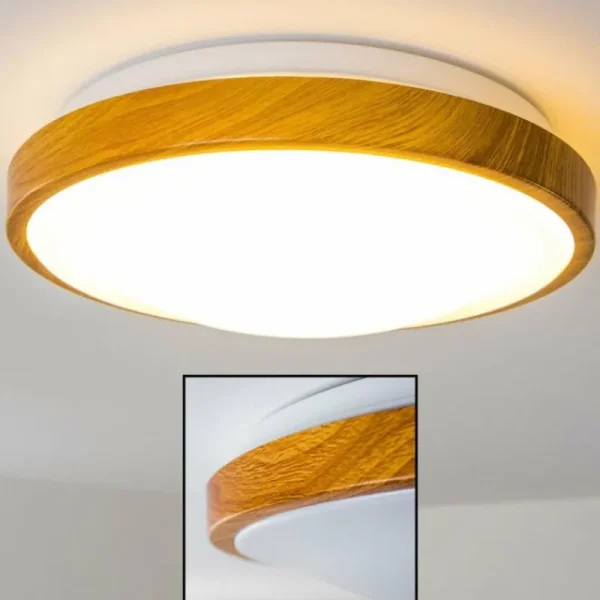 hofstein Plafonnier Sora Wood LED Bois clair, Blanc, 1 lumière* Lampes Modernes