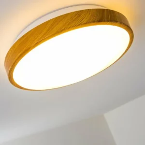 hofstein Plafonnier Sora Wood LED Bois clair, Blanc, 1 lumière* Lampes Modernes
