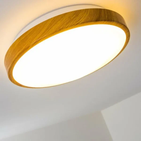 hofstein Plafonnier Sora Wood LED Bois clair, Blanc, 1 lumière* Lampes Modernes