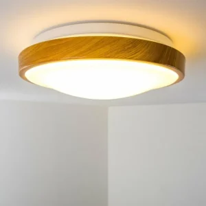 hofstein Plafonnier Sora Wood LED Bois clair, Blanc, 1 lumière* Lampes Modernes