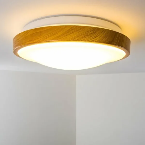 hofstein Plafonnier Sora Wood LED Bois clair, Blanc, 1 lumière* Lampes Modernes