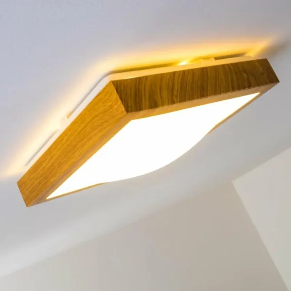 hofstein Plafonnier Sora Wood LED Bois clair, 1 lumière* Lampes Modernes